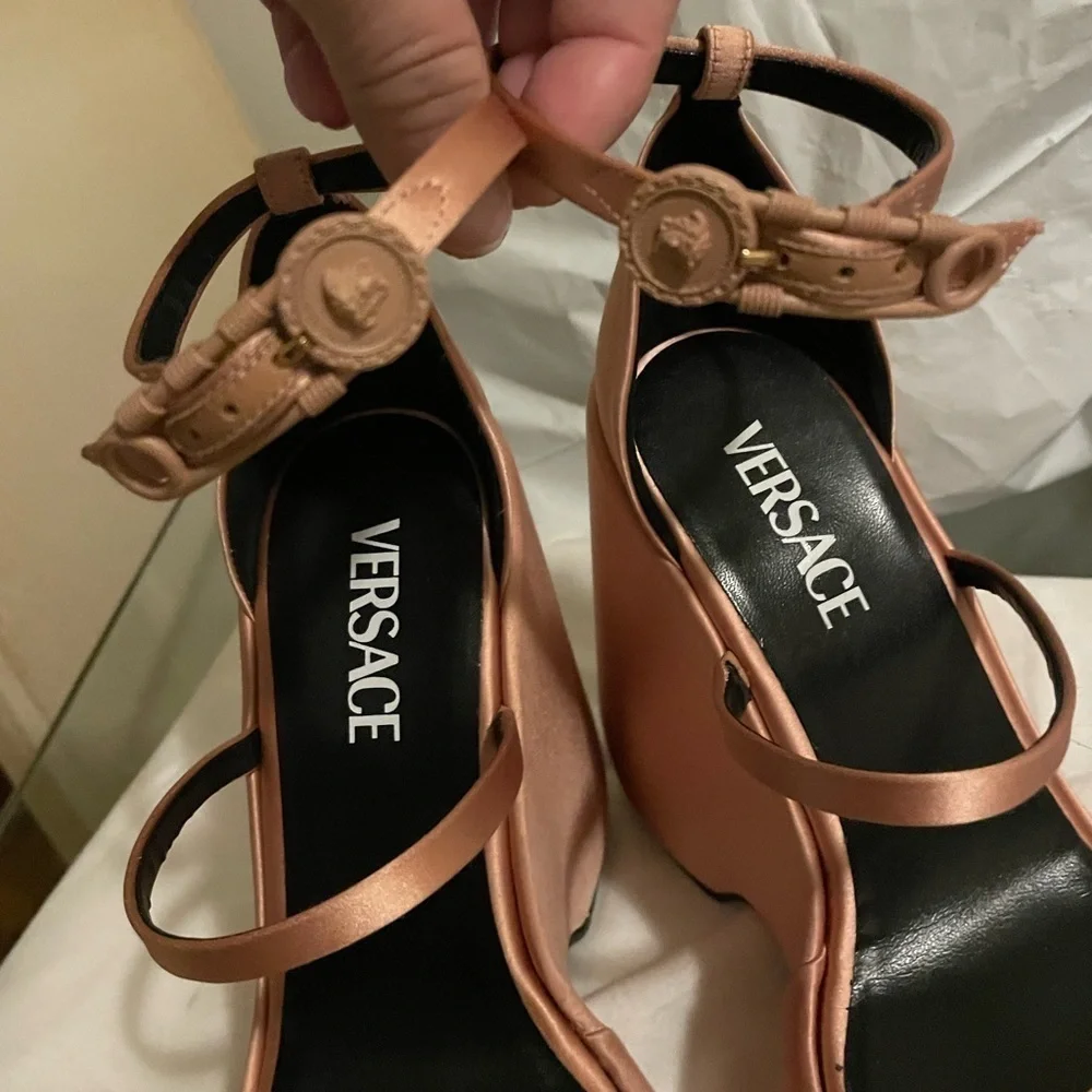 Versace satin Platform wedges